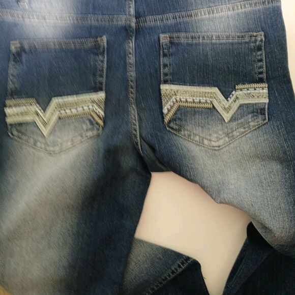 GS115 Men's Streetwear Urban Blue Jean Size 36 Distressed Medium Wash Zip Button - Picture 12 of 16